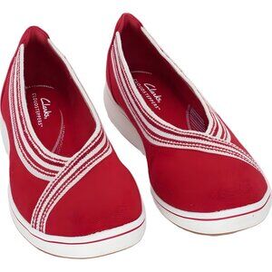 Clarks Cloudsteppers BreezeSky Air Red Slip-On Flats Womens US 8.5M EU 39.5